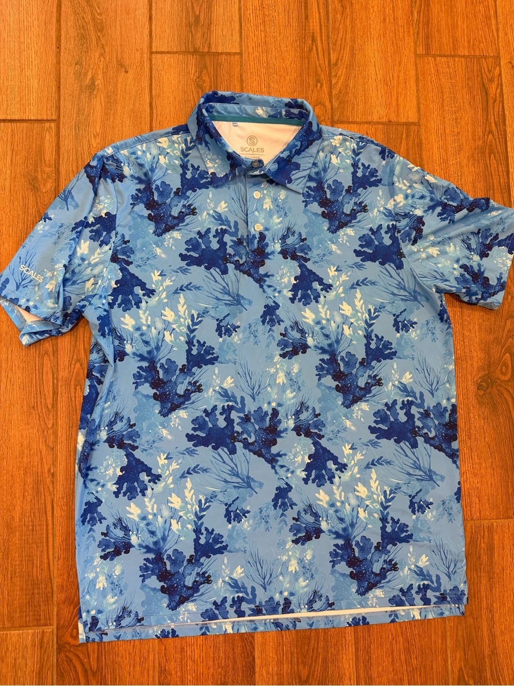 Scales Blue coral Print Performance Polo / men’s xl